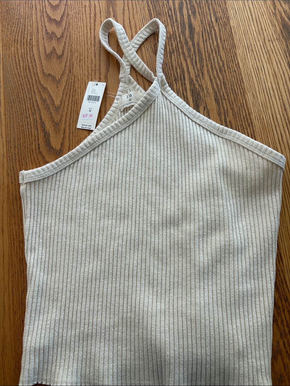 T.La Cream Ribbed Cross-Back Halter Camisole